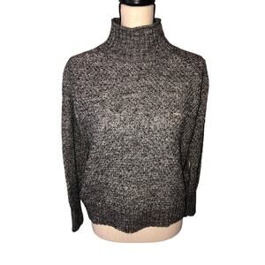 Funnel Neck Sweater Size M Gray Ralph Lauren Chaps Heathered Long Sleeve Cotton